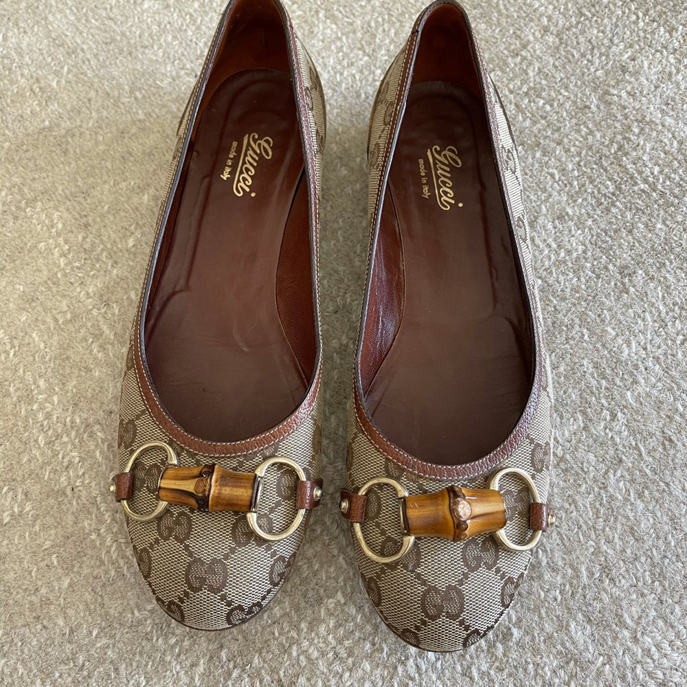 Gucci Monogram Bamboo buckle Flats